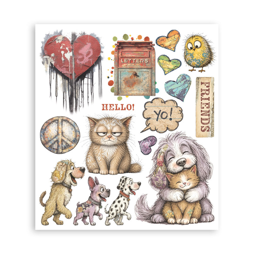 Pre Order - Stamperia - Assortment Rub on Selection - 20.5cmX23cmX0cm - 6 pages - Furry Friends 2 (Available end of October)
