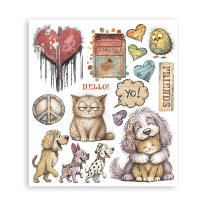 Pre Order - Stamperia - Assortment Rub on Selection - 20.5cmX23cmX0cm - 6 pages - Furry Friends 2 (Available end of October)
