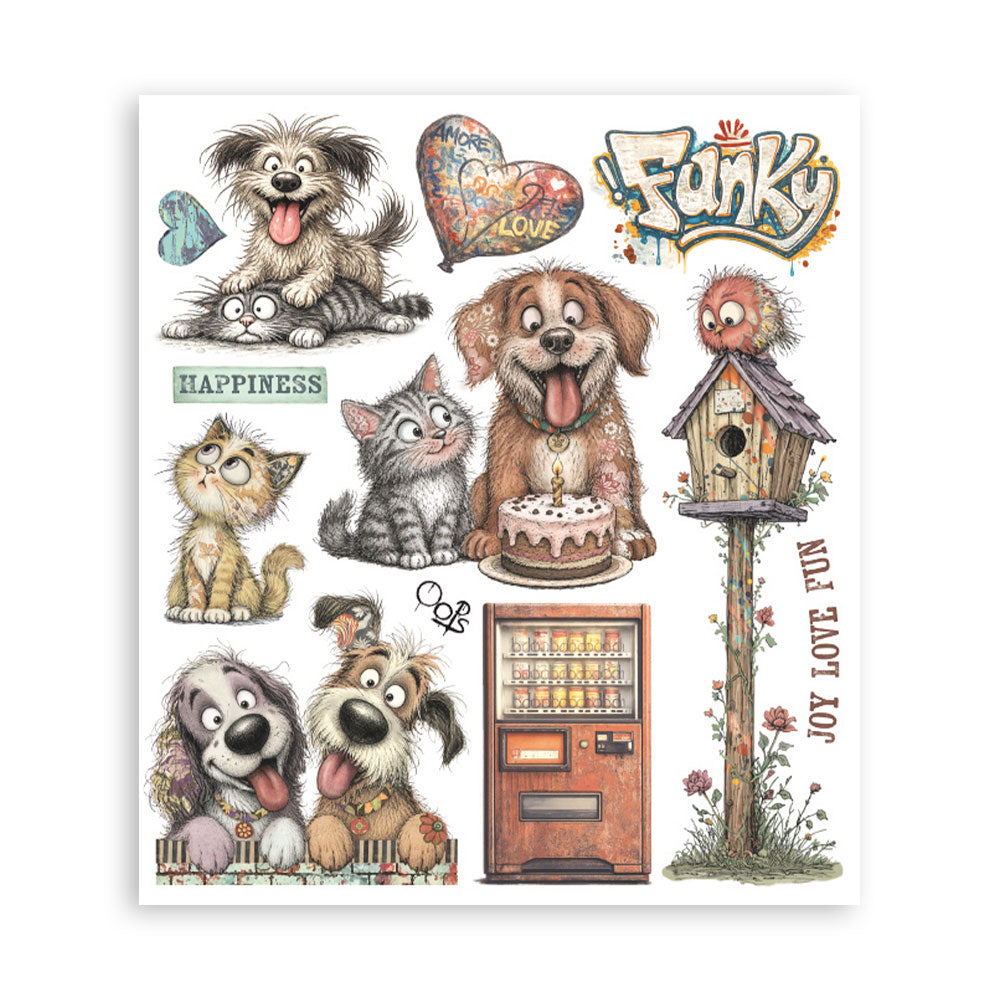 Pre Order - Stamperia - Assortment Rub on Selection - 20.5cmX23cmX0cm - 6 pages - Furry Friends 2 (Available end of October)