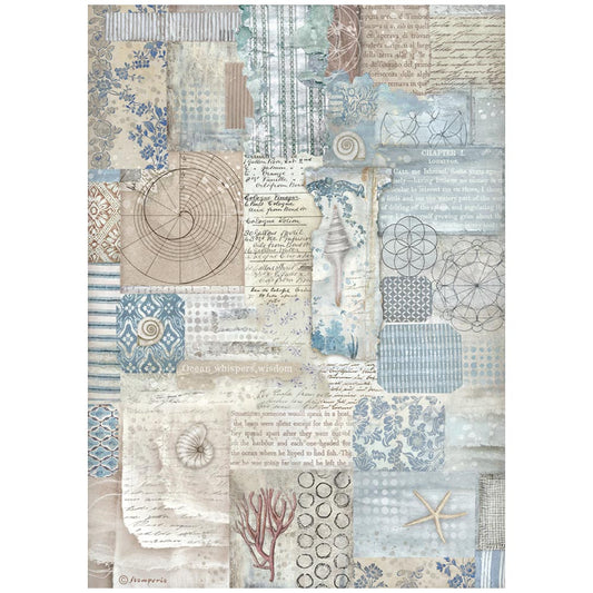 Stamperia  - Rice Paper -  21cm x 29.7cm - A4 - Silent Sea texture