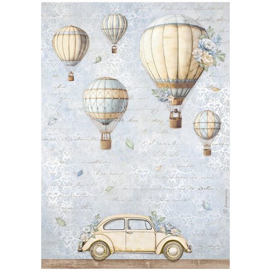 Stamperia  - Rice Paper -  21cm x 29.7cm - A4 - Timeless Air Balloons