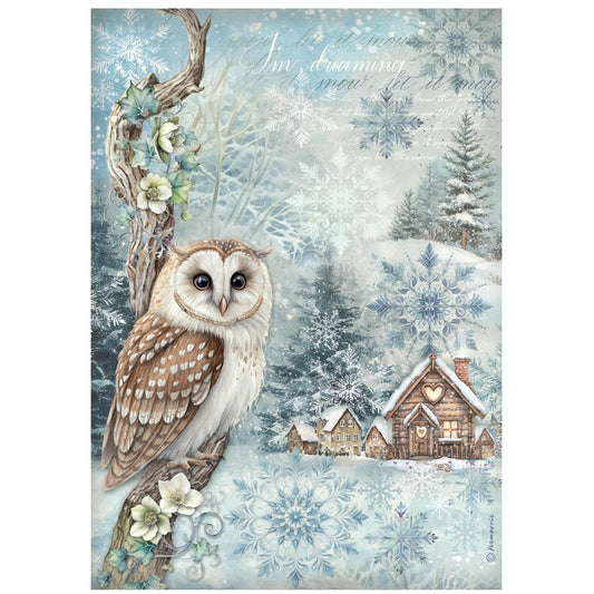 Stamperia  - Rice Paper -  21cm x 29.7cm - A4 - The Owl's House Owl