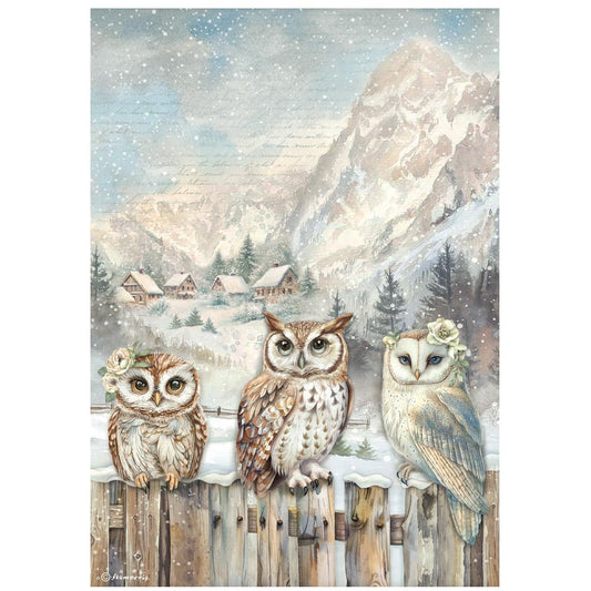 Stamperia  - Rice Paper -  21cm x 29.7cm - A4 - The Owl's House 3 Owl's