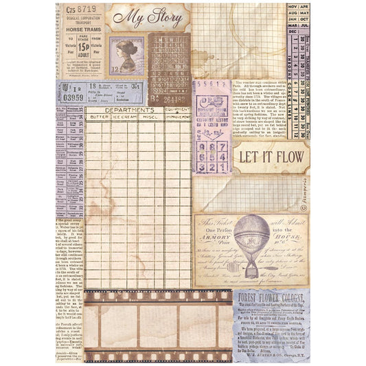 Stamperia  - Rice Paper -  21cm x 29.7cm - Quiet Days -Vintage Photography