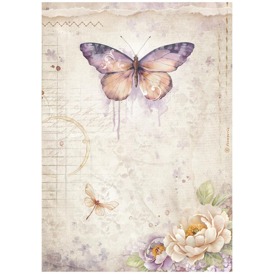 Stamperia  - Rice Paper -  21cm x 29.7cm - Quiet Days -butterfly