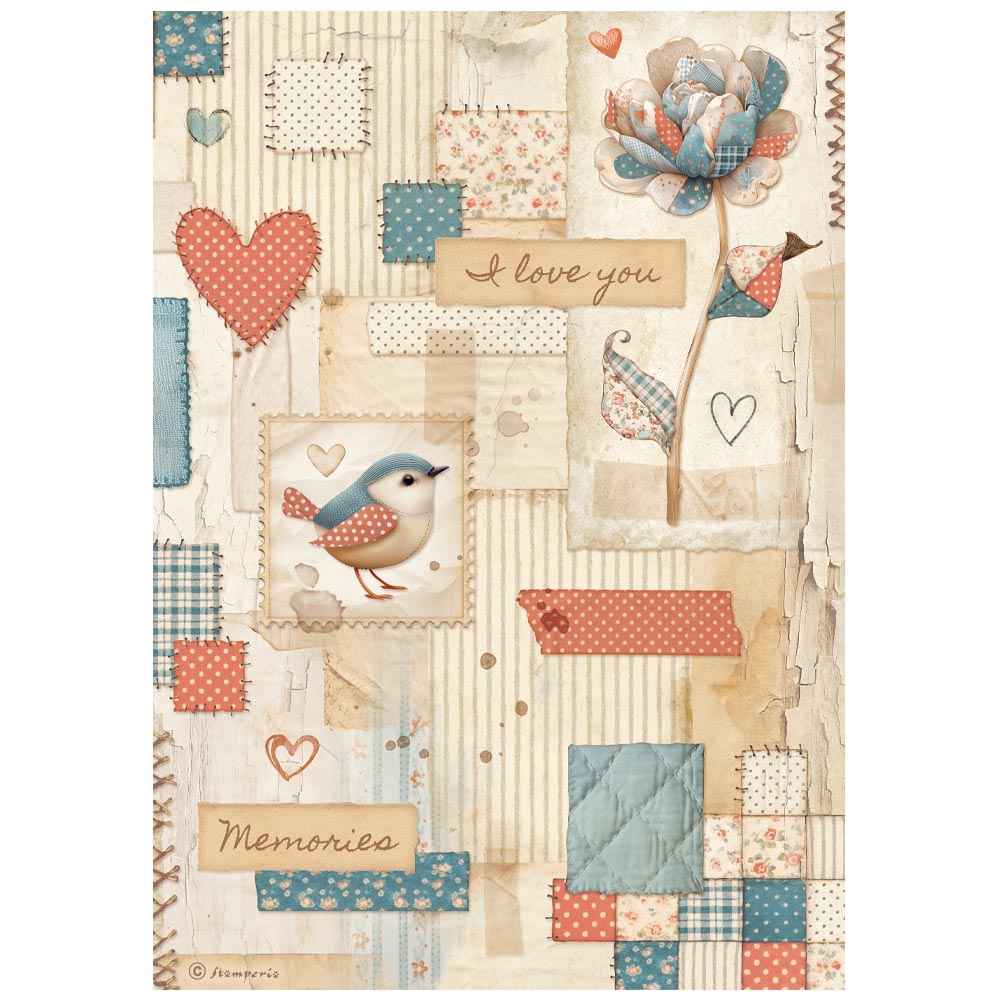 Stamperia  - Rice Paper -  21cm x 29.7cm - Family patchwork