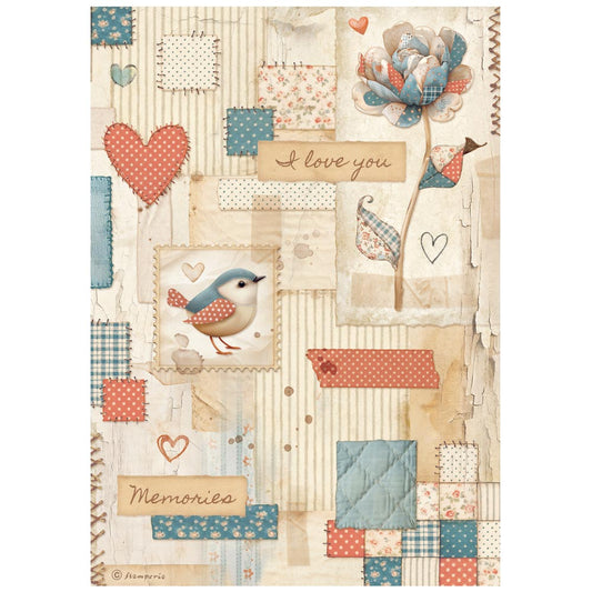 Stamperia  - Rice Paper -  21cm x 29.7cm - Family patchwork