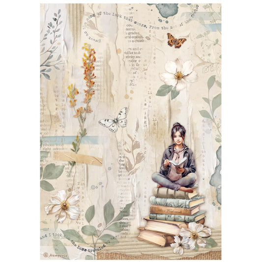 Stamperia  - Rice Paper -  21cm x 29.7cm - A4 - Secret Diary - Books