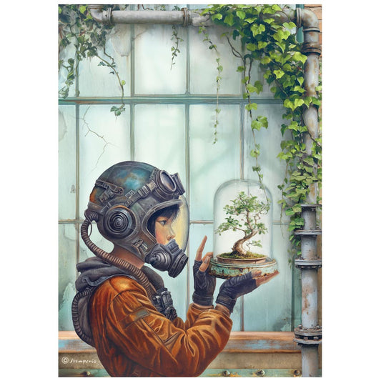 Stamperia  - Rice Paper -  21cm x 29.7cm - A4 - A new beginning - Terrarium