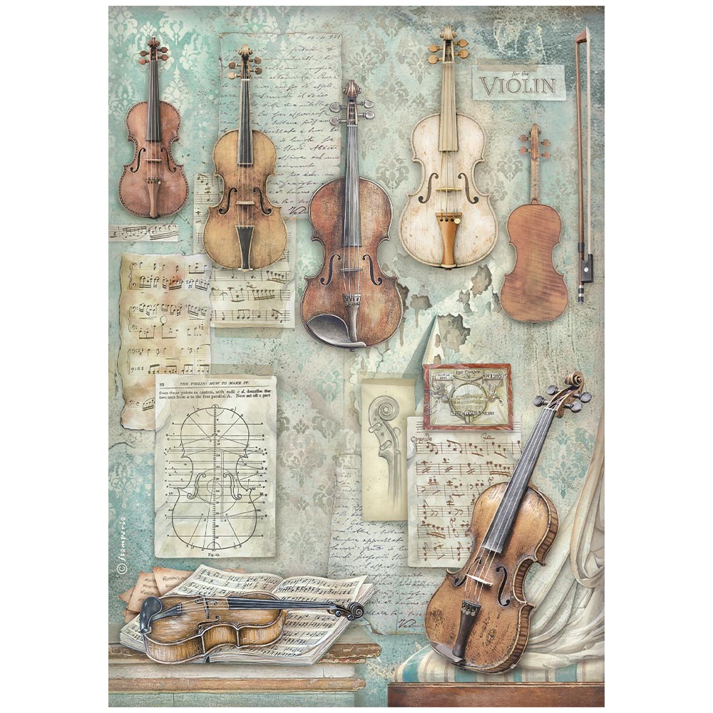 Stamperia  - Rice Paper -  21cm x 29.7cm - A4 - Symphony Violins