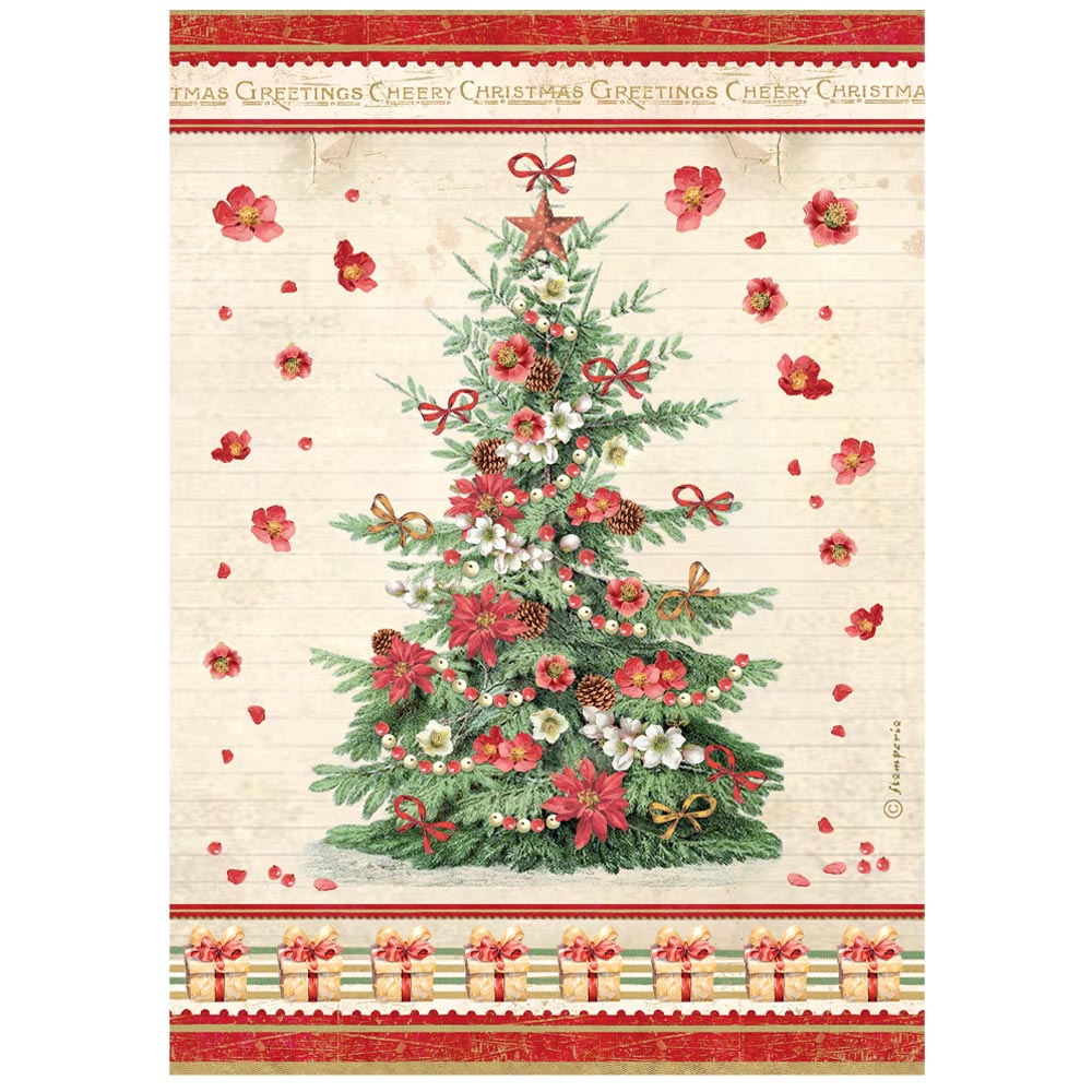 Stamperia  - Rice Paper - 21cm x 29.7cm - A4 - Classic Christmas tree
