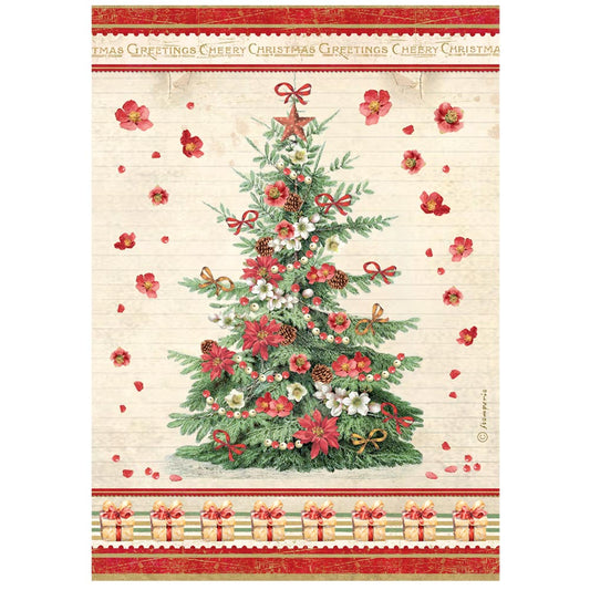 Stamperia  - Rice Paper - 21cm x 29.7cm - A4 - Classic Christmas tree