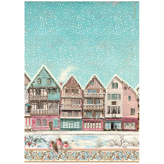 Stamperia  - Rice Paper - 21cm x 29.7cm - A4 - Winter Magic Village