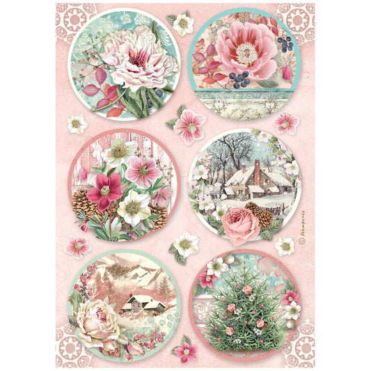 Stamperia  - Rice Paper - 21cm x 29.7cm - A4 - Winter Magic rounds