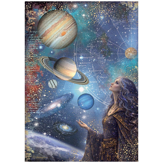 Stamperia  - Rice Paper - 21cm x 29.7cm - A4 - Cosmos planets
