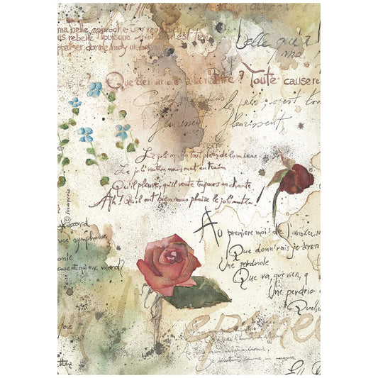 Stamperia  - Rice Paper - 21cm x 29.7cm - A4 - Flowers and Poems pattern