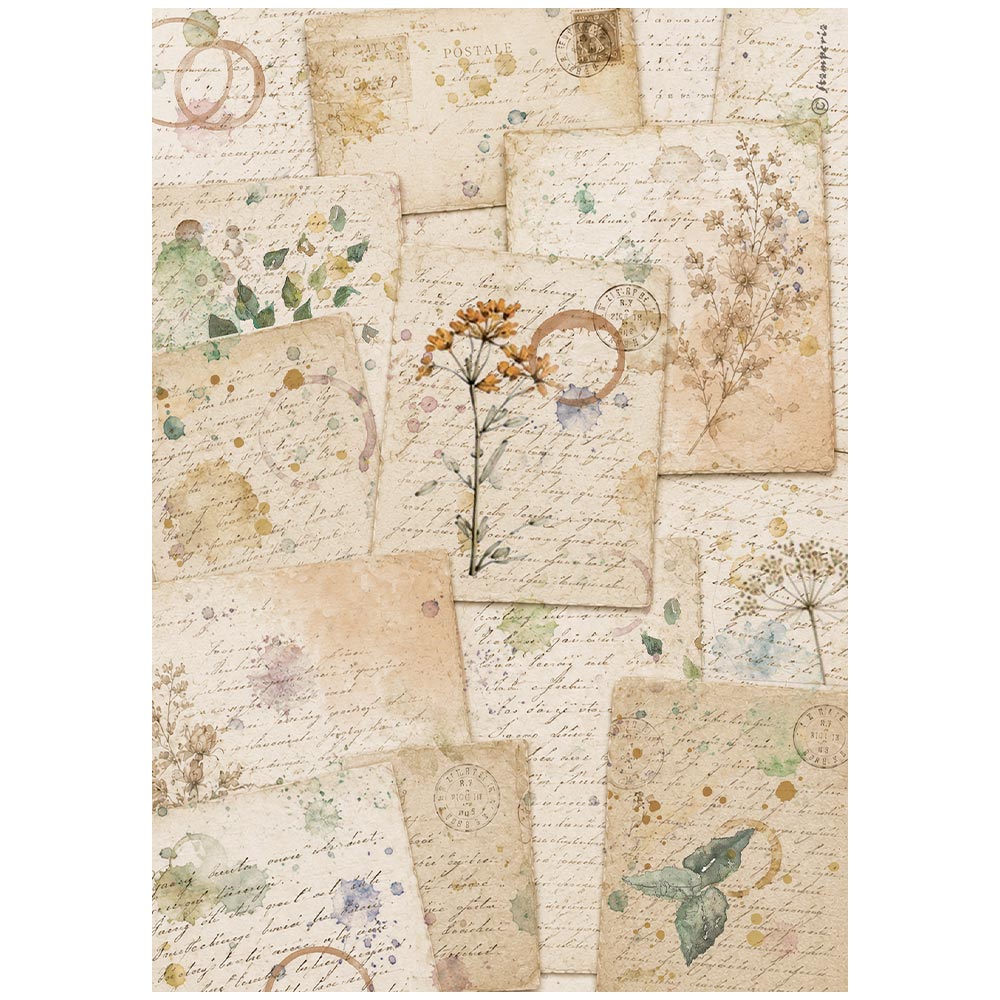 Stamperia  - Rice Paper - 21cm x 29.7cm - A4 - Flowers and Poems botanic sheets
