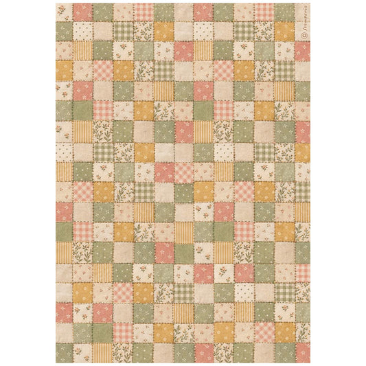 Stamperia  - Rice Paper - 21cm x 29.7cm - A4 - Cozy Family fabric
