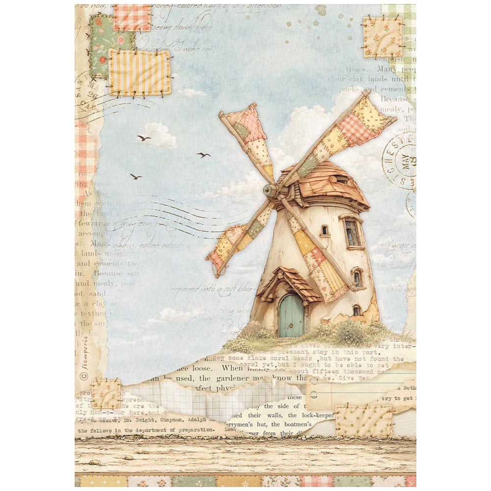 Stamperia  - Rice Paper - 21cm x 29.7cm - A4 - Cozy Family windmill