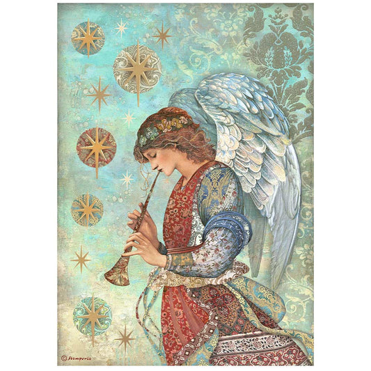 Stamperia  - Rice Paper -  21cm x 29.7cm - A4 -  Christmas Greetings angel