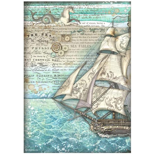Stamperia  - Rice Paper -  21cm x 29.7cm - A4 -   Songs of the Sea Sailing Ship