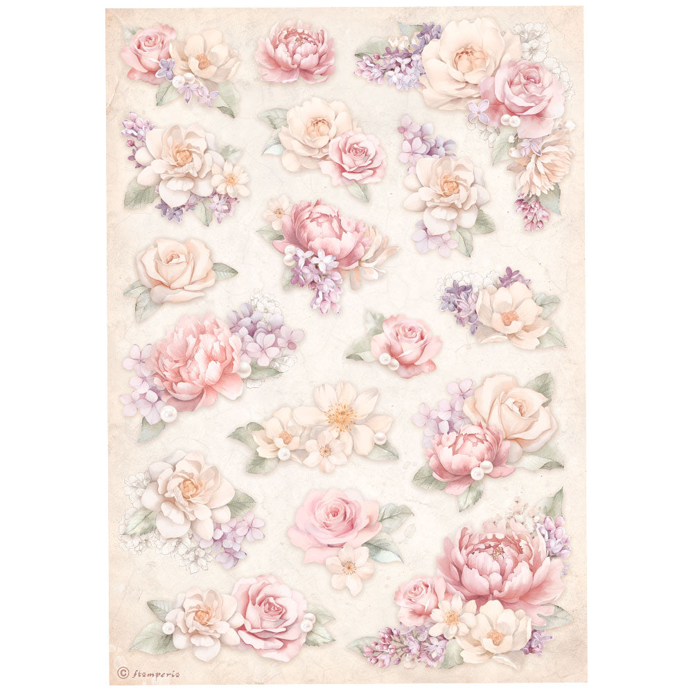 Pre order Stamperia  - Rice Paper -  21cm x 29.7cm - A4 -  Romance Forever - Floral Background