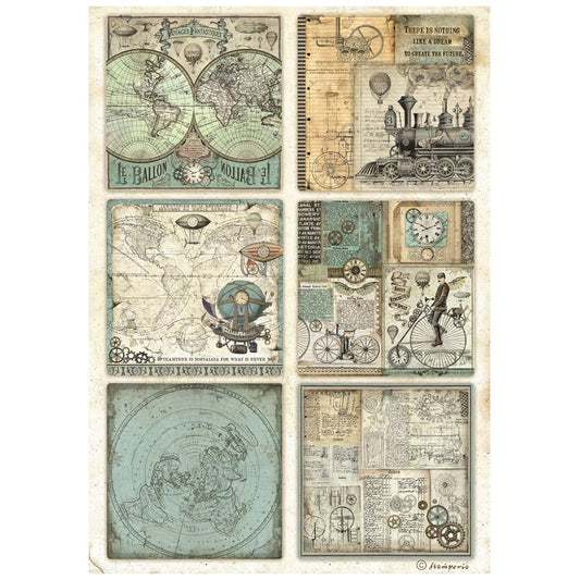 Stamperia  - Rice Paper -  21cm x 29.7cm - A4 - Voyages Fantastiques 6 Cards