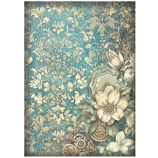 Stamperia  - Rice Paper -  21cm x 29.7cm - A4 - Sir Vagabond in Fantasy World White Flowers
