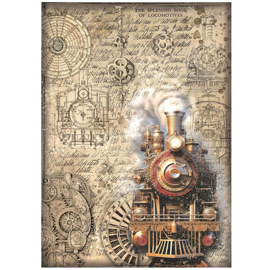 Stamperia  - Rice Paper -  21cm x 29.7cm - A4 - Sir Vagabond in Fantasy World Train