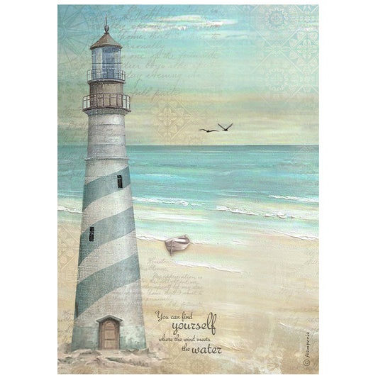 Stamperia  - Rice Paper -  21cm x 29.7cm - A4 -   Sea Land lighthouse