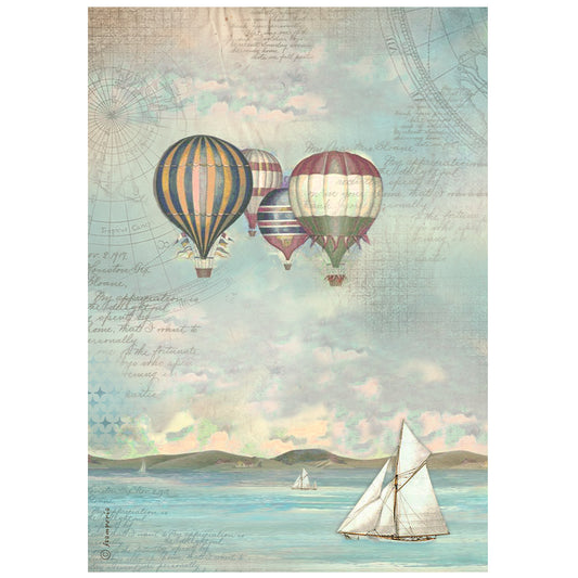 Stamperia  - Rice Paper -  21cm x 29.7cm - A4 - Sea Land Balloons