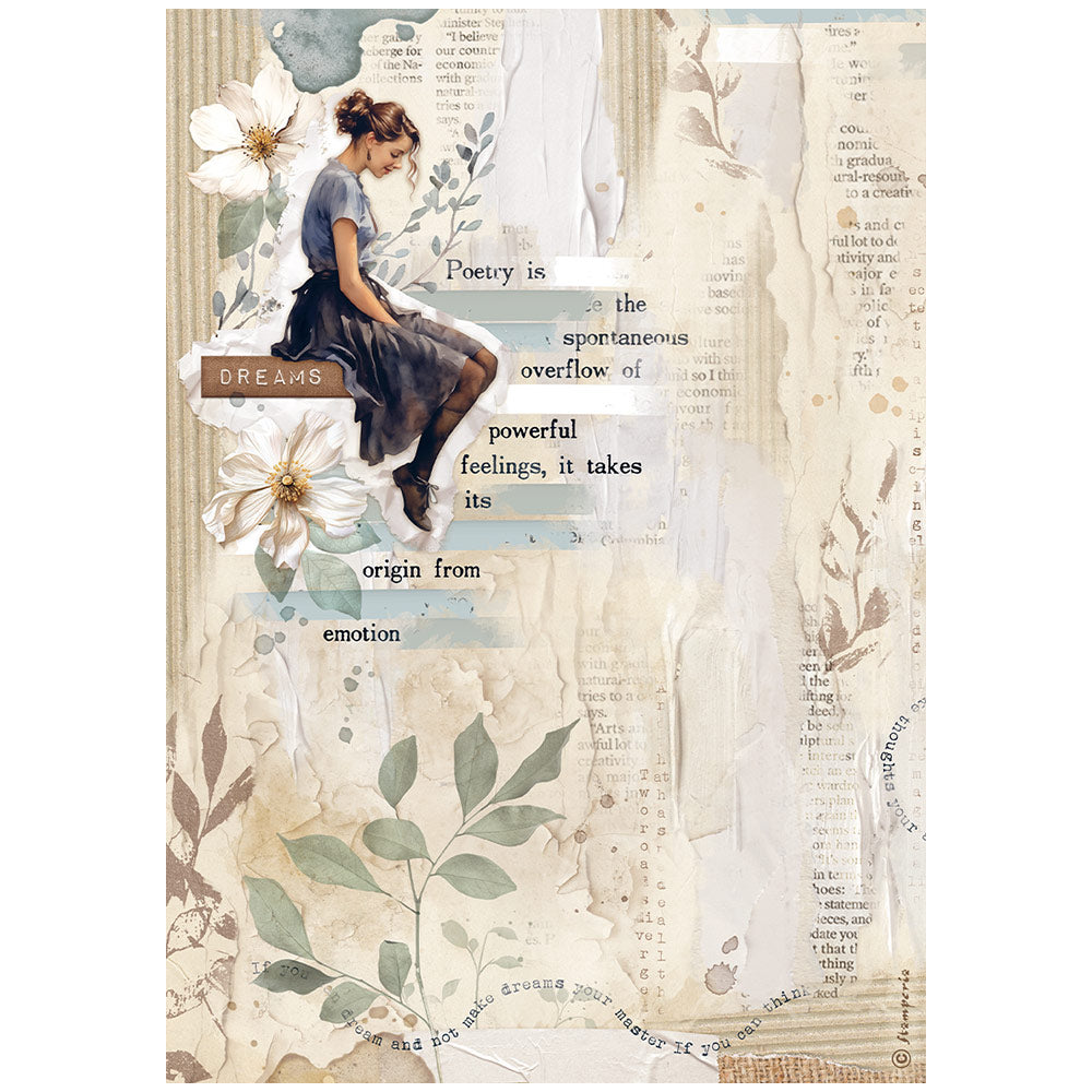 Stamperia  - Rice Paper -  21cm x 29.7cm - A4 - Secret Diary - Lady