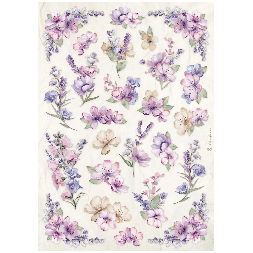 Stamperia  - Pack of 6 Rice papers -  21cm x 29.7cm - A4 -  Lavender