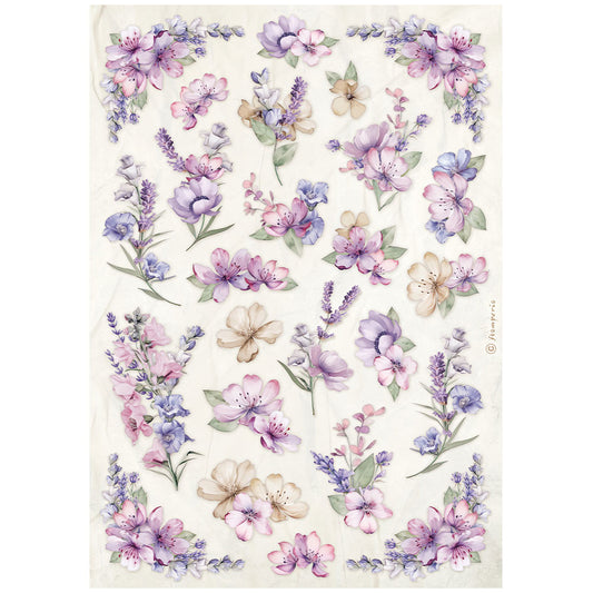 Stamperia   - Rice Paper - Lavender flower pattern