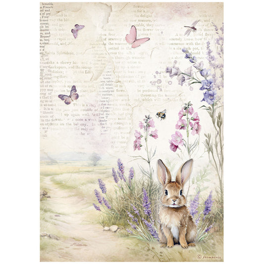 Stamperia   - Rice Paper - Lavender bunny