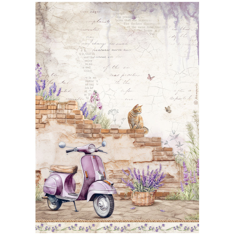 Stamperia   - Rice Paper - Lavender vespa