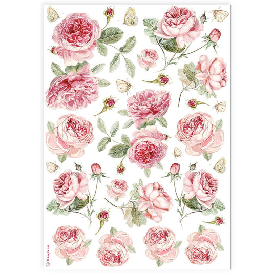 Stamperia   - Rice Paper - English roses pattern