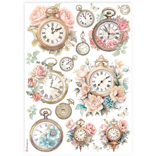 Stamperia   - Rice Paper - Clocks