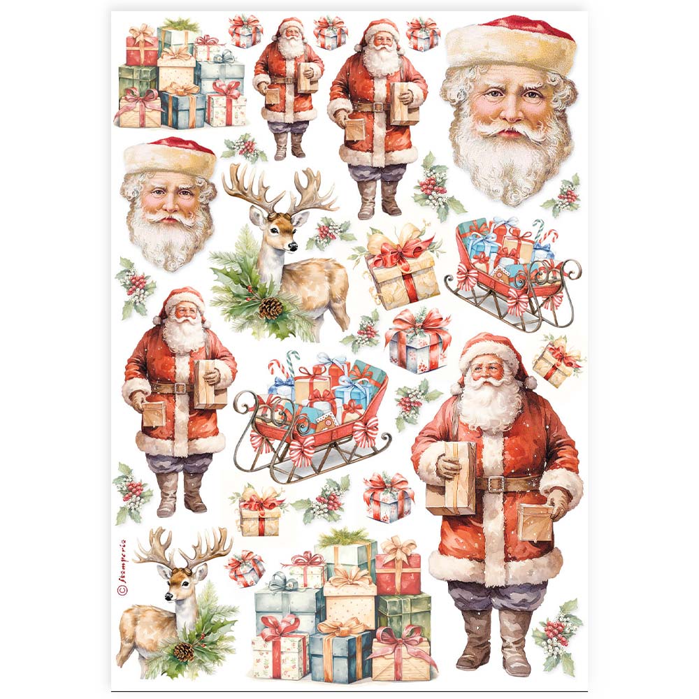 Stamperia   - Rice Paper - Classic Christmas Santa Clause