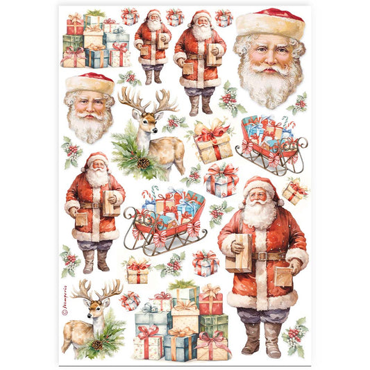 Stamperia   - Rice Paper - Classic Christmas Santa Clause