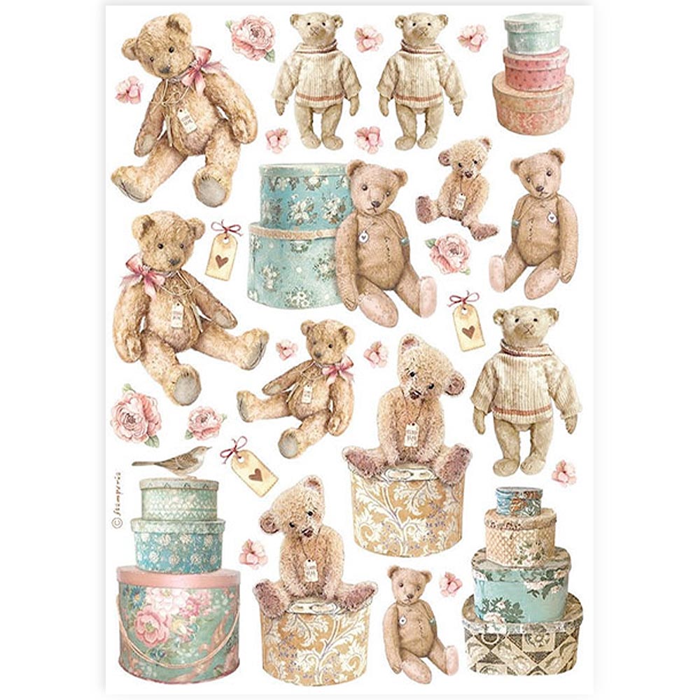 Stamperia   - Rice Paper - Teddy Bears