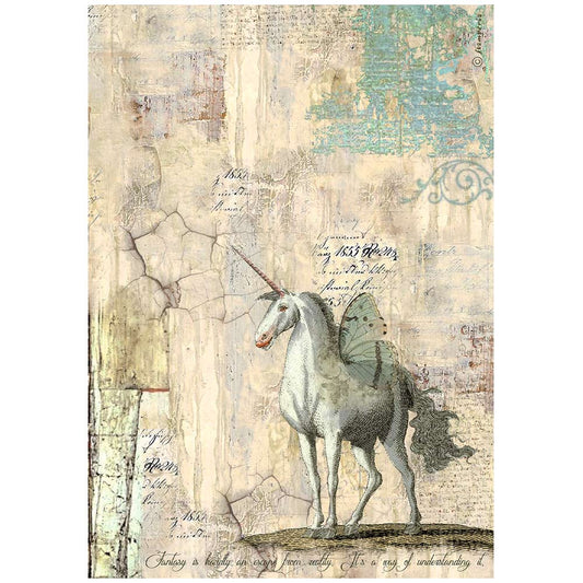 Stamperia   - Rice Paper - Wonderland Unicorn