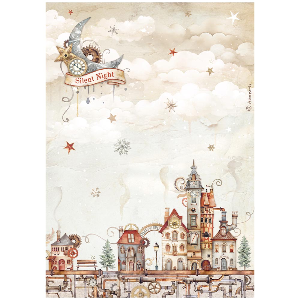 Stamperia   - Rice Paper - Gear up for Christmas cozy houses