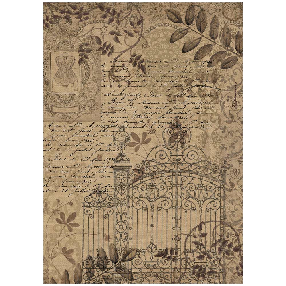 Stamperia   - A4 Rice Paper - Old Lace gate