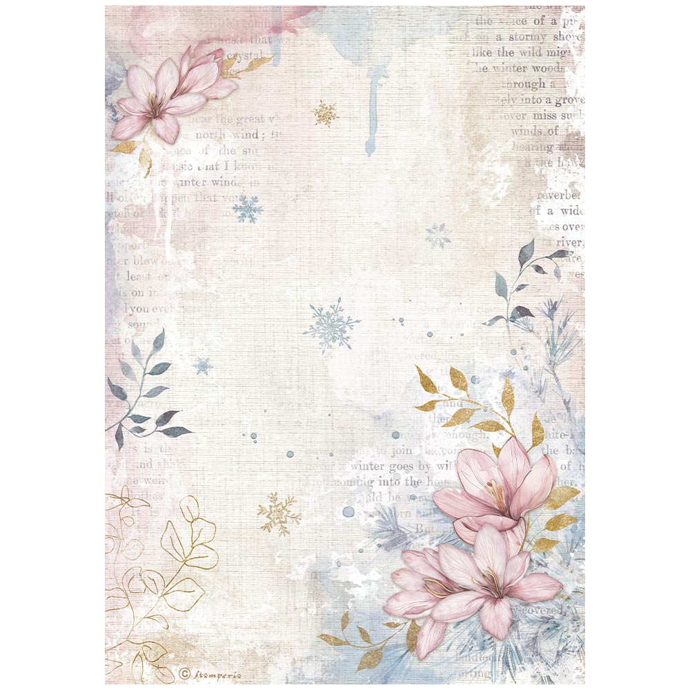 Pre Order - Stamperia   - A4 Rice Paper - Create Happiness Dewdrops flower corner