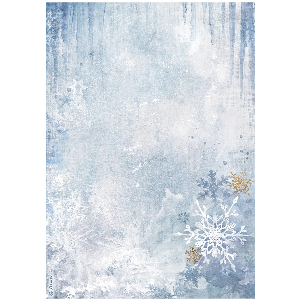 Pre Order - Stamperia   - A4 Rice Paper - Create Happiness Dewdrops snowflakes