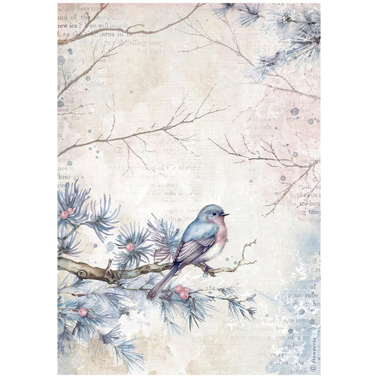 Pre Order - Stamperia   - A4 Rice Paper - Create Happiness Dewdrops bird