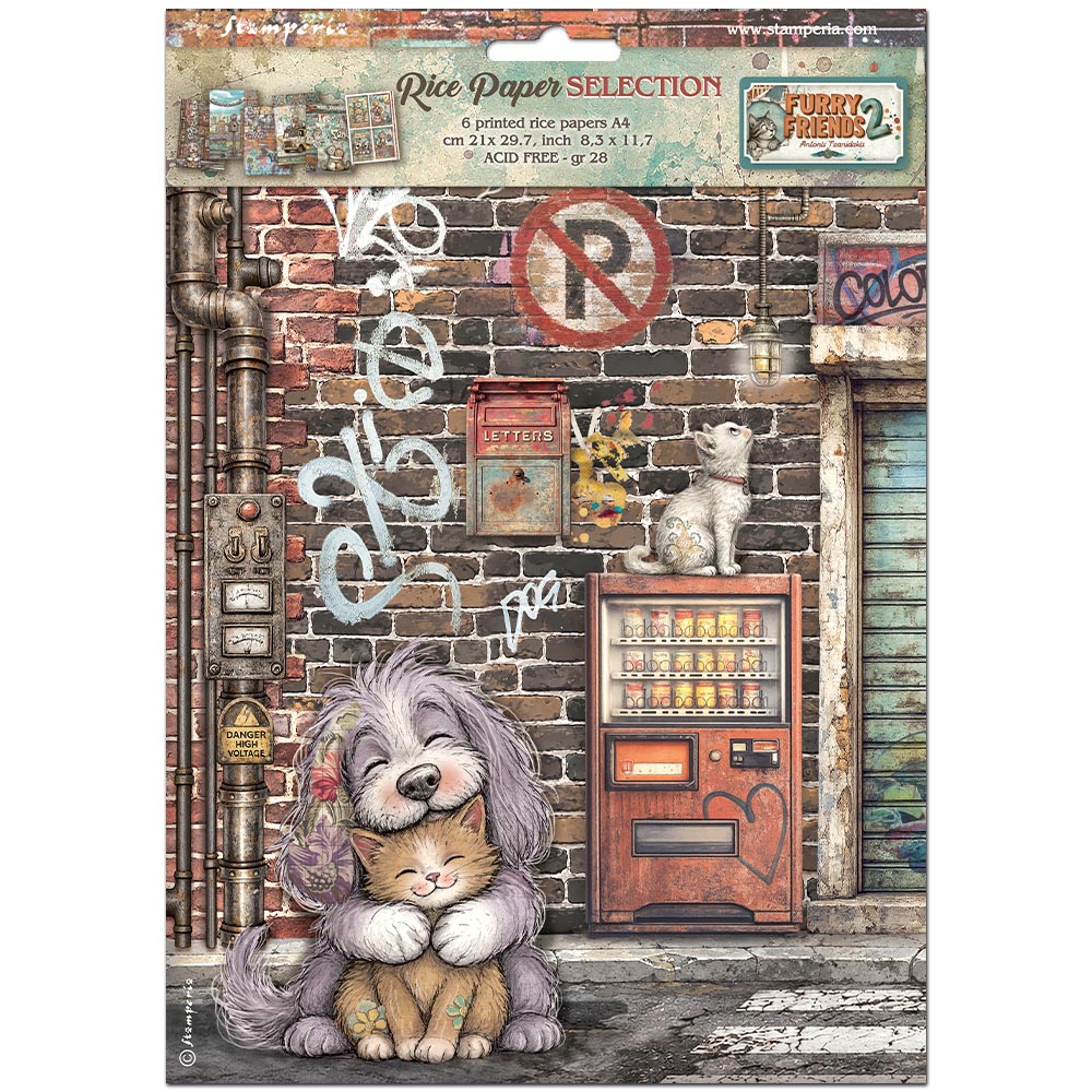 Stamperia  - Pack of 6 Rice papers - 21cm x 29.7cm - A4 - Furry friends 2