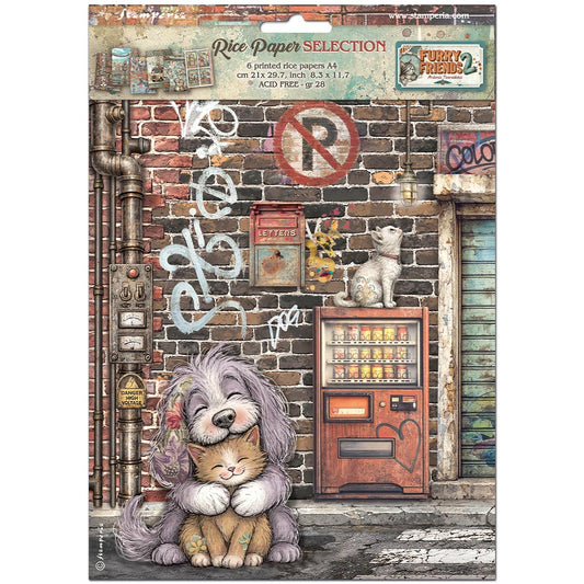 Stamperia  - Pack of 6 Rice papers - 21cm x 29.7cm - A4 - Furry friends 2