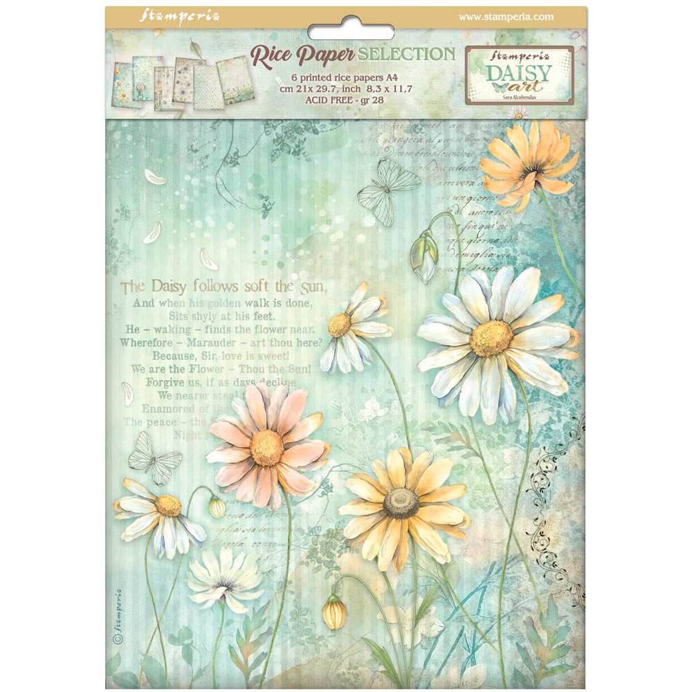 Stamperia  - Pack of 6 Rice papers -  21cm x 29.7cm - A4 - Daisy Art